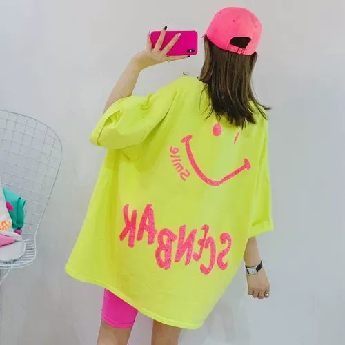 Очень большая летняя длинная тонкая футболка для отдыха, большой размер, средней длины, в корейском стиле, короткий рукав