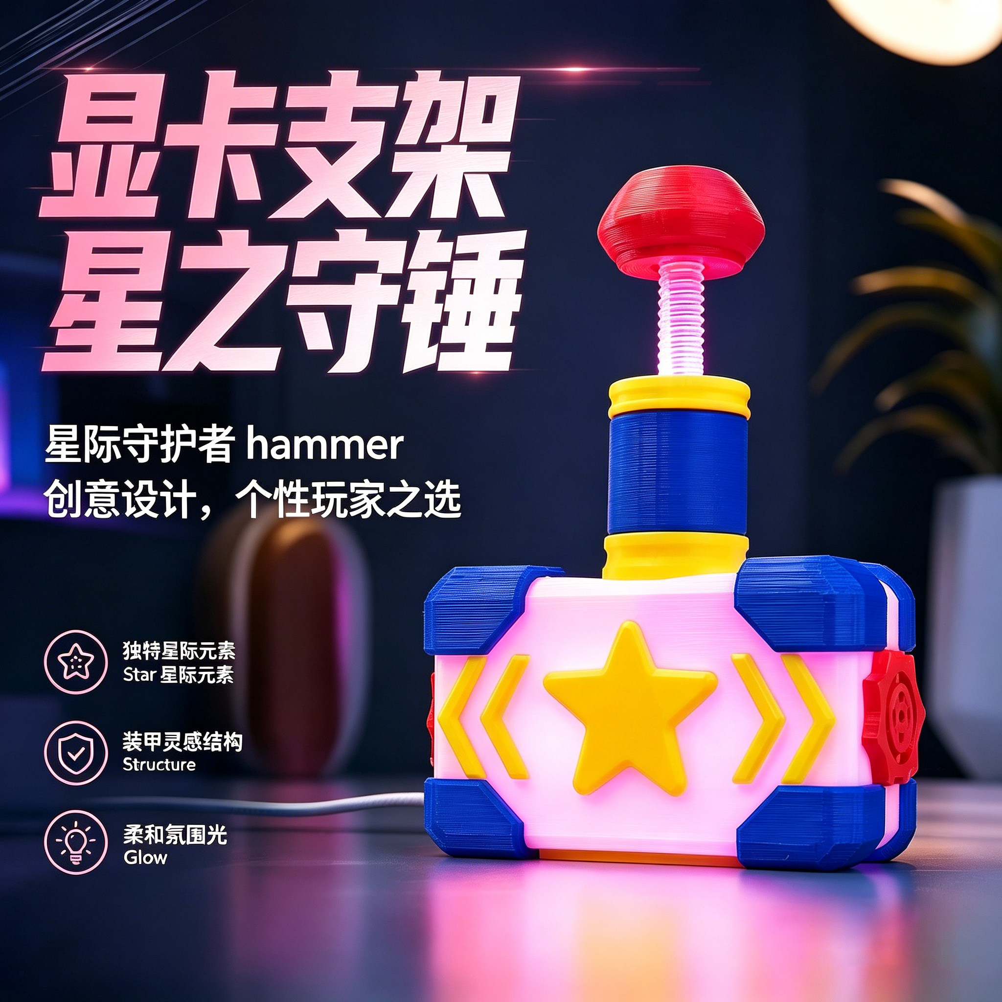 创意发光显卡支架手办摆件图片