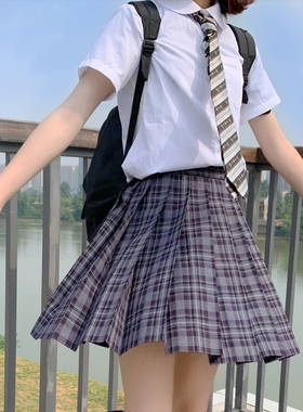 正品JK制服裙格裙维德ved原创春夏学生日系蓝紫色百褶裙断码优惠