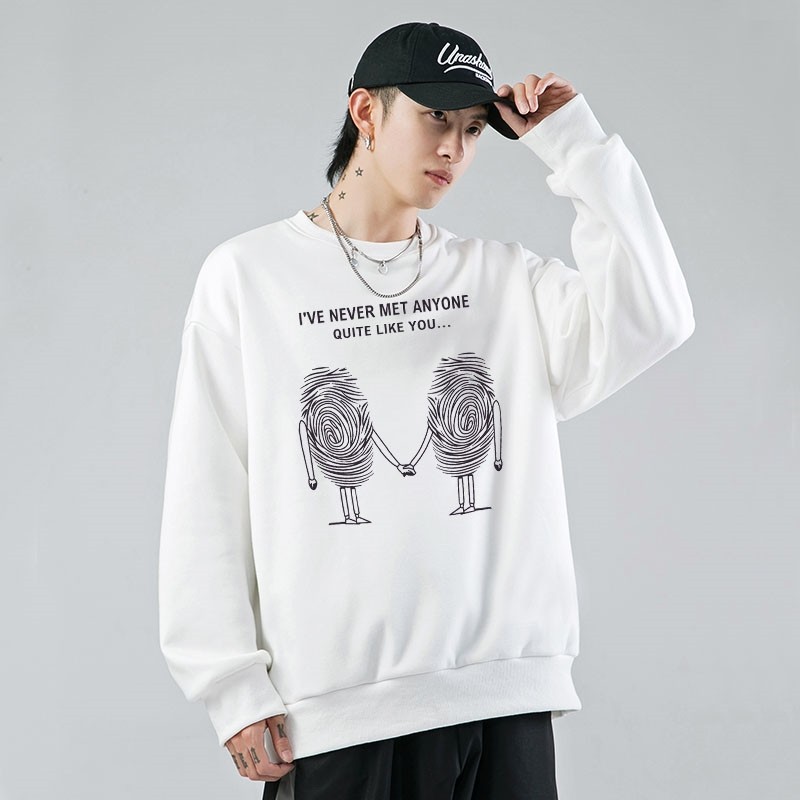 新款秋季卫衣男ins宽松潮流百搭秋冬款灰色圆领1807P35加绒,男装卫衣,星座414A-1（原B215-1）