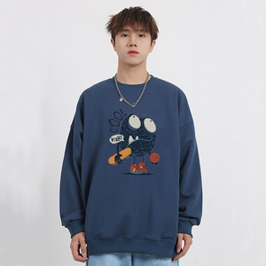 新款秋季卫衣男ins宽松潮流百搭秋冬款灰色圆领W006 P35 加绒P40图片