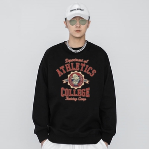 新款秋季卫衣男ins宽松潮流百搭秋冬款灰色圆领1804 P35 加绒图片
