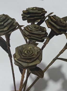 棕编工艺品玫瑰干花草编玫瑰昆虫动物DLV手工作业古装影视剧道具