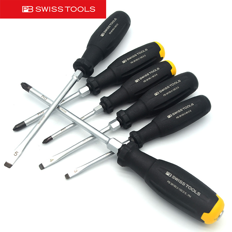 新品PB SWISS TOOLS瑞士三组份穿心可敲击一字十字螺丝批38249.D