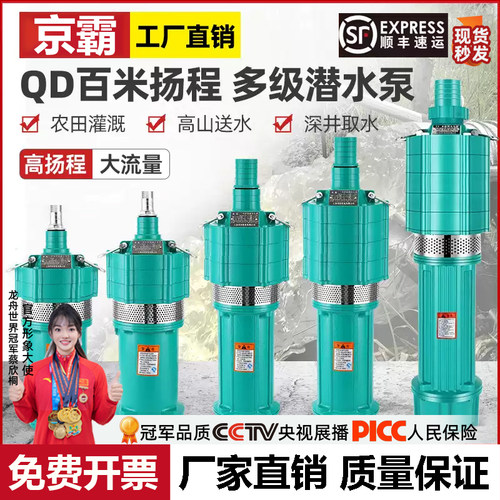 QD多级潜水泵家用220v油浸泵小老鼠380v高扬程大流量抽水泵深井泵