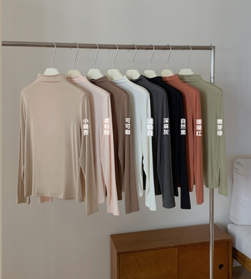 十足色彩羊毛卷4.0烟管高领秋冬薄款蚕丝保暖T恤打底衫女士优织物