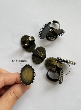 【现货】欧美简约蛋形铜镀戒指底托18X25mm镀金精致diy饰品配件