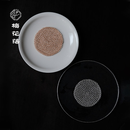 梅花落银丝养壶垫铜丝垫紫砂壶垫手工钩编999足银茶垫杯垫隔热垫