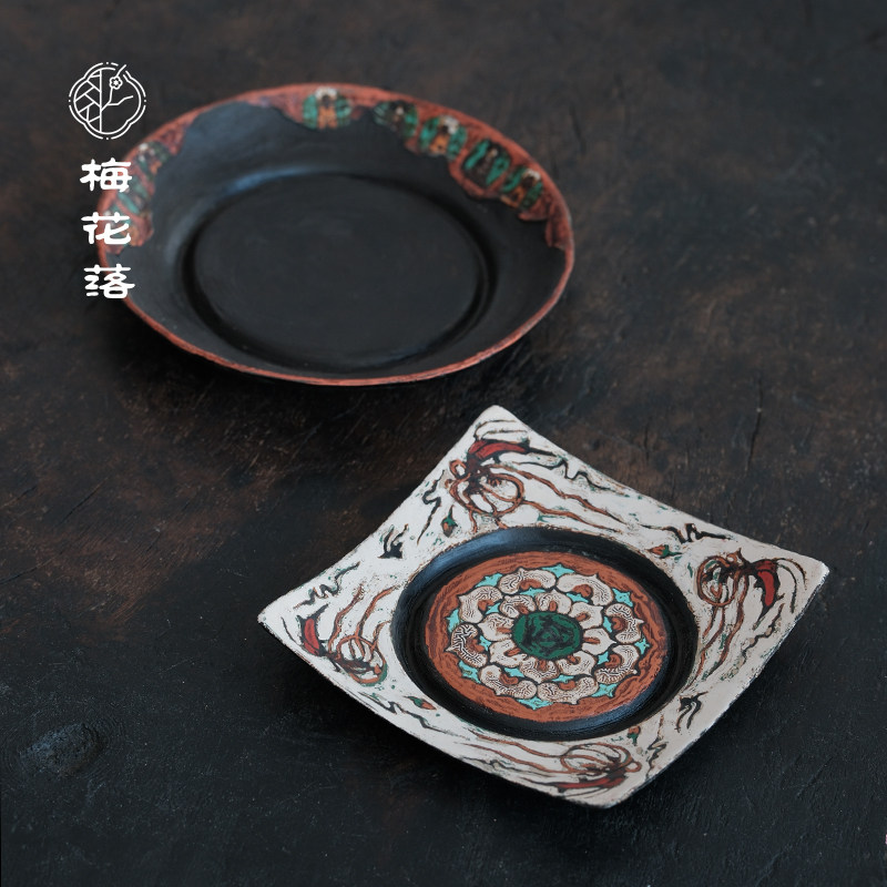 三兔共耳壶承脱胎大漆茶盘图片