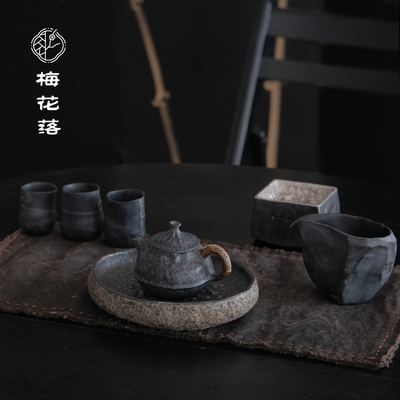梅花落天然冰碛岩石壶手工