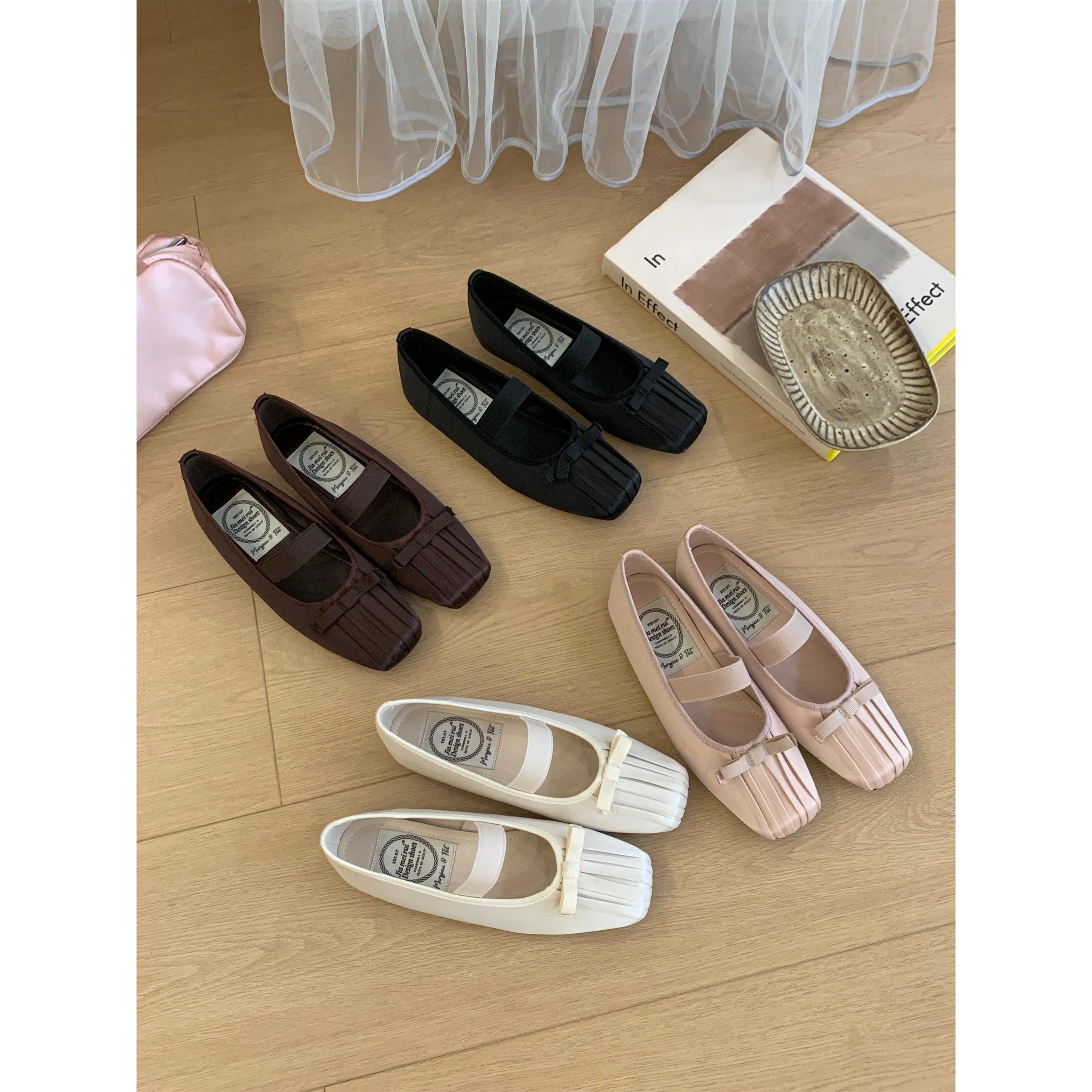 法式公主鞋方头玛丽珍鞋女平底芭蕾舞鞋蝴蝶结褶皱百搭浅口单鞋子,女鞋,时尚芭蕾鞋,淘宝优惠券,粉丝福利购,淘宝优惠卷