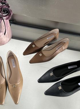 仙女风黑色通勤工作鞋法式气质奶奶鞋2025年新款瓢鞋尖头平底单鞋