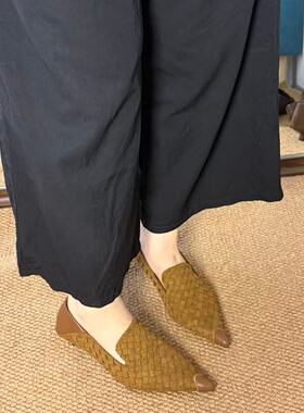 轻熟风编织尖头乐福鞋女平