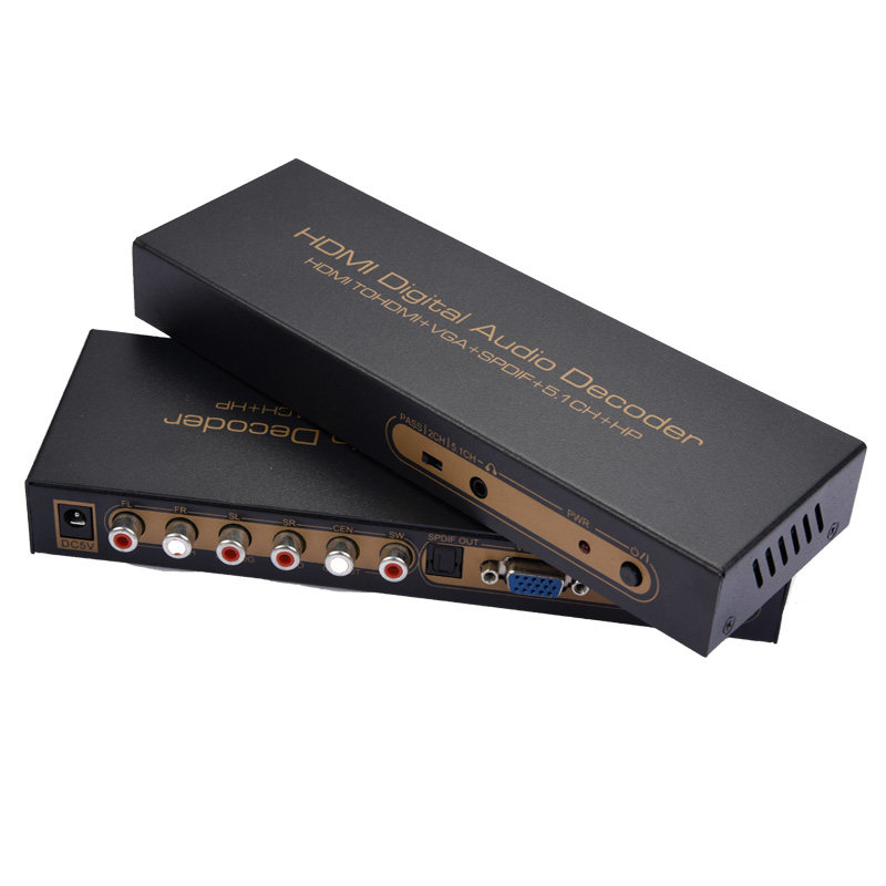 HDMI数字音频解码器 HDMI TO HDMI+VGA+SPDIF+5.1CH+HPNK-51S