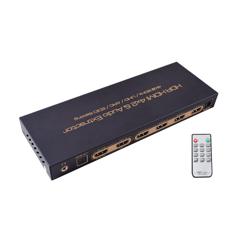 AIS艾森2.0HDMI切换器4进2出分配器四进二出4K@60高清视频光纤5.1