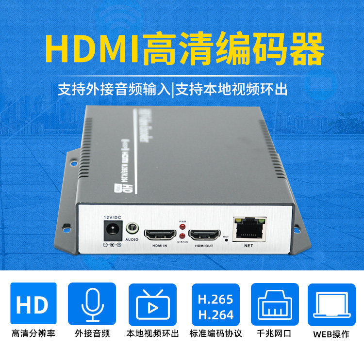 hdmi高清编码器本地环出支持外接