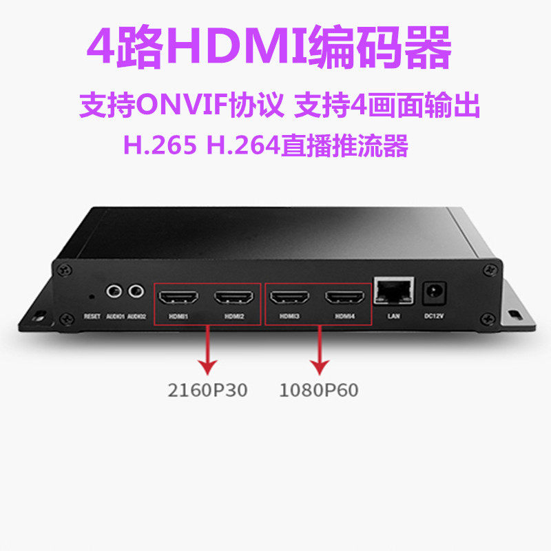 4路hdmi编码器2路 4K 2160P IPTV 高清rtmp推流器8路U1机箱编码器