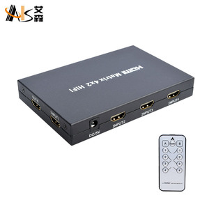 AIS艾森hdmi切换器4进2出有线电视线分配器四进二出4K高清音频切