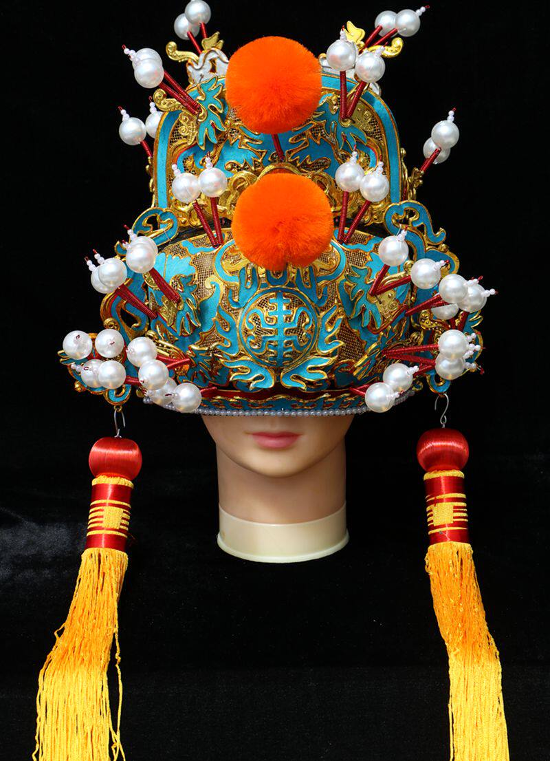 京剧戏剧硬王帽 金雕皇帝帽 小王盔帽子五爷帽 盔头戏曲用品 演出