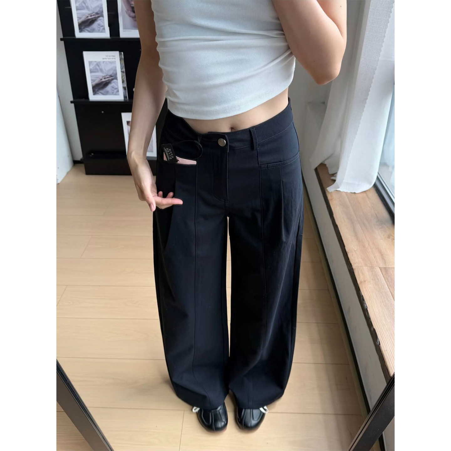 Bonheur韩式复古西裤女高级感西装裤通勤简约垂感宽松直筒阔腿裤