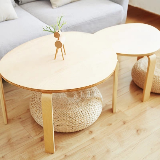 北欧风格桦木边几桦木