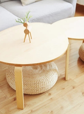 北欧风实木沙发边几阳台角几小圆桌家用茶几简约时尚套桌