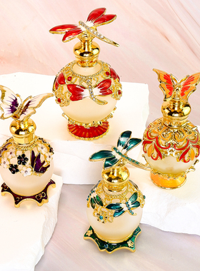 复古香水瓶迪拜香精瓶纹绣色料瓶埃及分装瓶沾涂瓶金属玻璃精油瓶