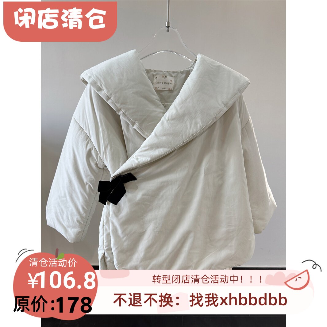 100-130 原档口~贵 女童斜襟设计软绵绵的法式小棉袄 蝴蝶结很优