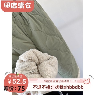 100-140【粉茉自制】韩系 男女童秋冬加绒葫芦绗缝棉裤 态度质感