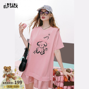 宽松显瘦直筒裙子 新款 妖精 口袋萌趣小狗印花连衣裙女2026年夏季