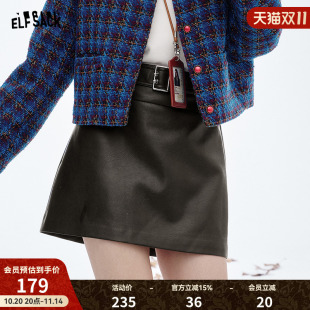 a字显瘦皮裙短裙子 新款 妖精 口袋复古咖色甜酷半身裙女2025冬季