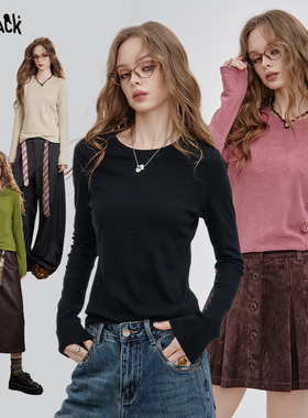 【蜜蜂欢乐社】妖精的口袋圆领修身长袖t恤女高级感内搭修身