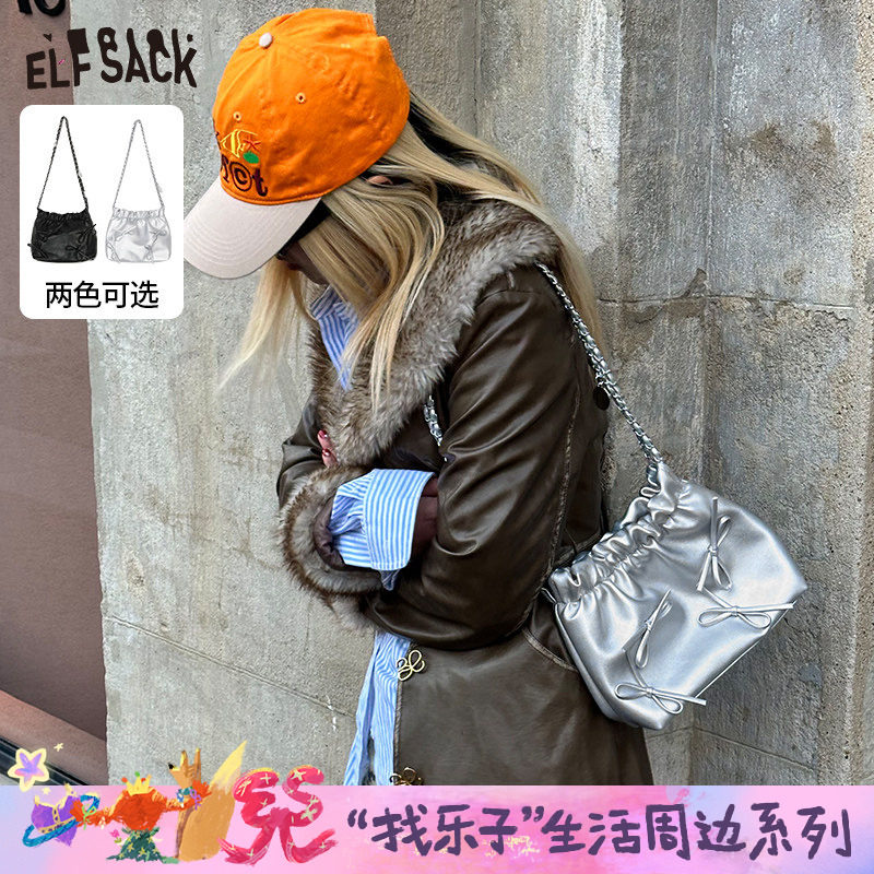 妖精的口袋蝴蝶结水桶包女2026年新款设计感休闲百搭斜挎单肩包