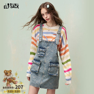 妖精 减龄小个子短裙子 口袋复古牛仔背带连衣裙女2026年春夏新款