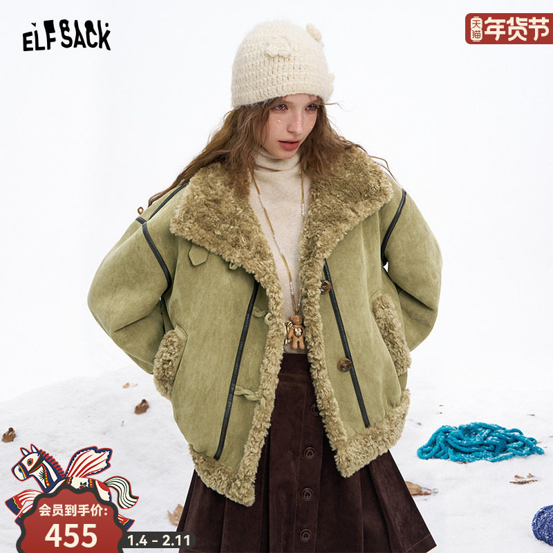 妖精的口袋仿麂皮毛绒绒短款毛呢外套女2025冬新款小个子皮毛一体,女装/女士精品,毛呢外套,淘宝优惠券,粉丝福利购,淘宝优惠卷