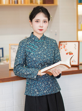 筠雅冬季新款唐装加厚旗袍小棉袄国风收腰显瘦夹棉保暖棉衣24J378