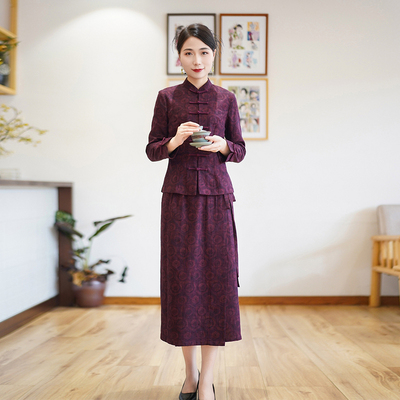 筠雅秋季新款修身显瘦中国风套装复古温婉减龄气质两件套女24J305