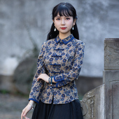 春款 筠雅唐装 茶服高端女装 盘扣旗袍上衣年轻时尚 女中国风棉麻中式