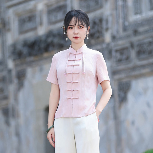 夏季旗袍式上衣唐装女改良版