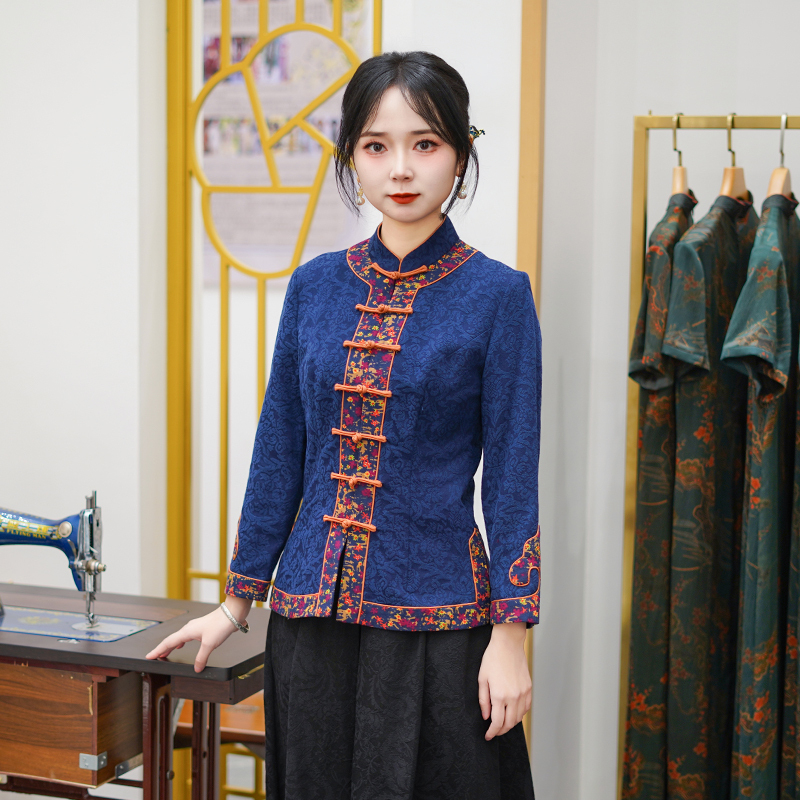 筠雅春季新款唐装中国风女装年轻款收腰显瘦新中式盘扣上衣25J008