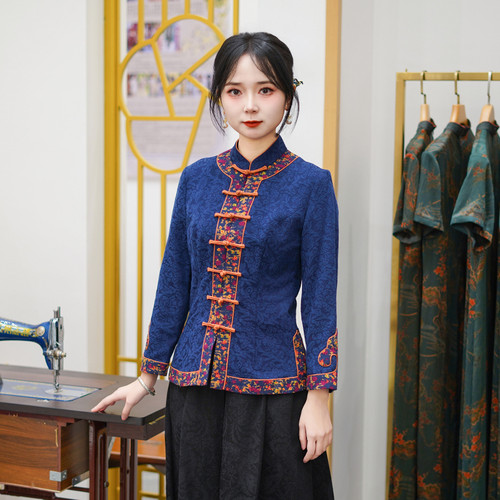 筠雅春季新款唐装中国风女装年轻款收腰显瘦新中式盘扣上衣25J008