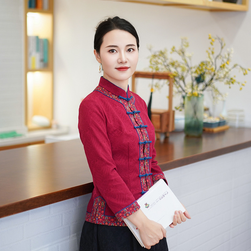 筠雅春季新款中国风盘扣上衣收腰显瘦年轻款唐装新中式女装24J310