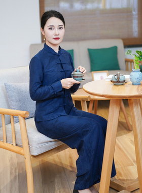 筠雅秋季新款修身显瘦中国风套装复古温婉减龄气质两件套女24J308