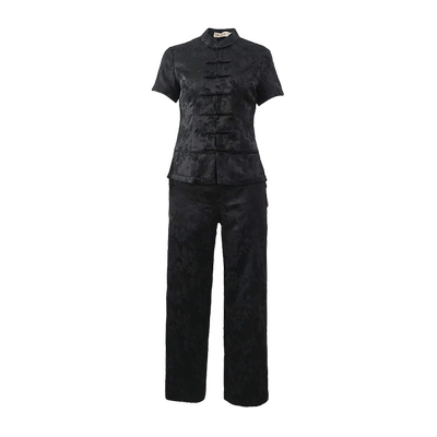 筠雅夏季新款轻薄透气中式套装修身显瘦国风温婉两件套套装24R617