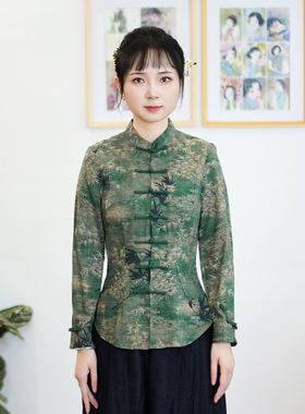 筠雅秋季新款国风上衣复古显瘦旗袍式上衣时尚气质唐装上衣24J255