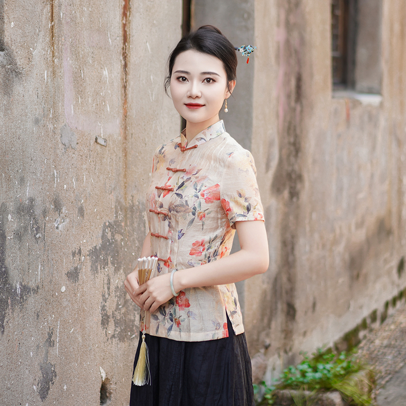 筠雅夏季新款唐装女中国风改良旗袍上衣显瘦百搭新中式女装24R623