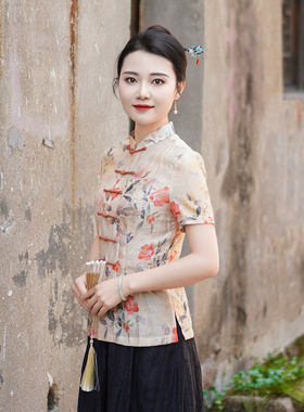 筠雅夏季新款唐装女中国风改良旗袍上衣显瘦百搭新中式女装24R623