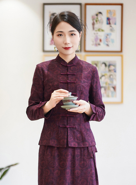 筠雅秋季新款中国风复古显瘦旗袍式上衣时尚气质唐装上衣女24J305