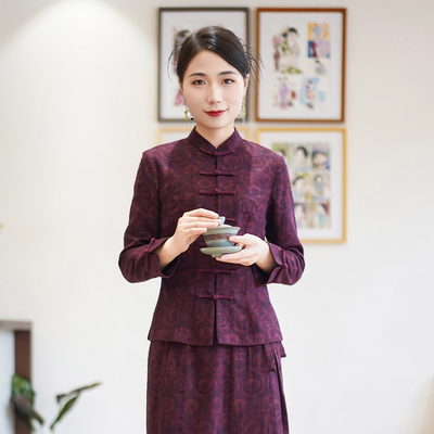 筠雅秋季新款中国风复古显瘦旗袍式上衣时尚气质唐装上衣女24J305