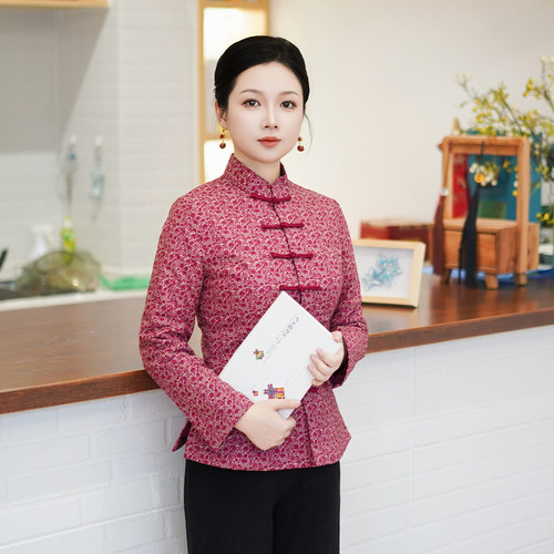 筠雅冬季新款加厚保暖唐装上衣棉服显瘦新中式女装旗袍棉衣24J450